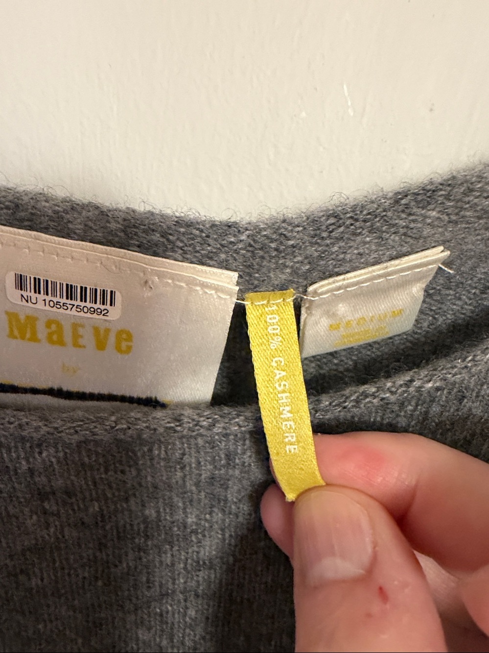 Maeve Bird Gray Sweater Pink & Cream BIRDS 100% Cashmere Medium Anthropologie - Picture 4 of 9